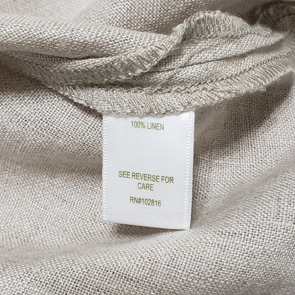 Garnet Hill Linen Pintuck A-line Shift Dress Oatmeal Beige Womens Size 18 - Picture 6 of 10